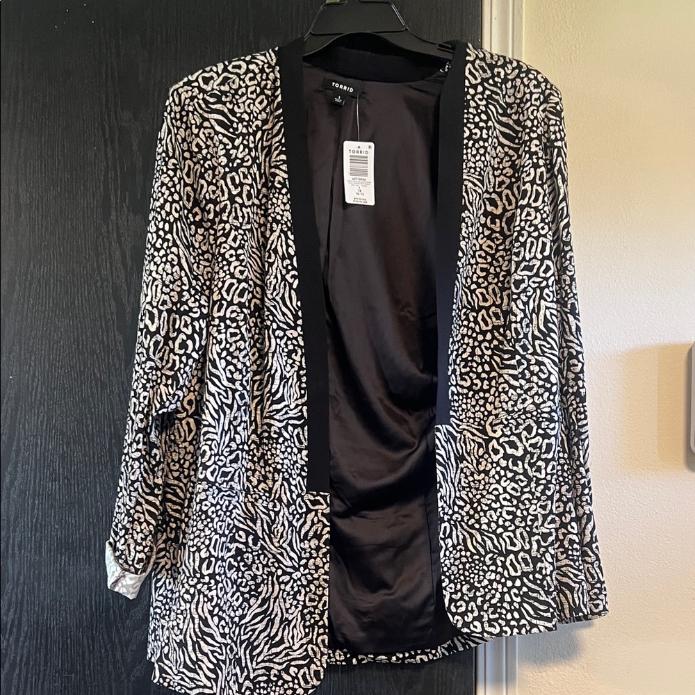Torrid Black and White Animal Print Blazer